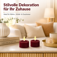 Deluxe Homeart Teelicht 2er Set mit Timerfunktion Burgogne Dunkel Rot