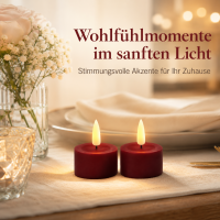 Deluxe Homeart Teelicht 2er Set mit Timerfunktion Burgogne Dunkel Rot