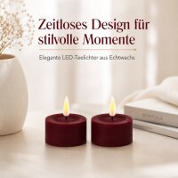 Deluxe Homeart Teelicht 2er Set mit Timerfunktion Burgogne Dunkel Rot