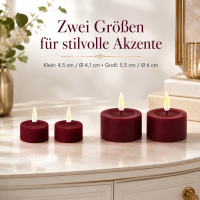 Deluxe Homeart Teelicht 2er Set mit Timerfunktion Burgogne Dunkel Rot