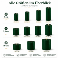 LED Kerze mit Timerfunktion Dunkel Grün