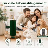 Deluxe Homeart LED Kerze mit Timerfunktion Dunkel Grün