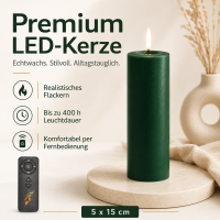 Deluxe Homeart LED Kerze mit Timerfunktion Dunkel Grün