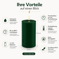 Deluxe Homeart LED Kerze mit Timerfunktion Dunkel Grün