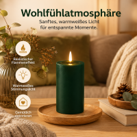 Deluxe Homeart LED Kerze mit Timerfunktion Dunkel Grün