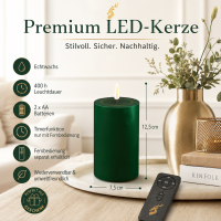 Deluxe Homeart LED Kerze mit Timerfunktion Dunkel Grün