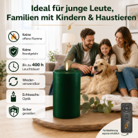 Deluxe Homeart LED Kerze mit Timerfunktion Dunkel Grün