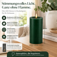 Deluxe Homeart LED Kerze mit Timerfunktion Dunkel Grün