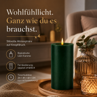 Deluxe Homeart LED Kerze mit Timerfunktion Dunkel Grün