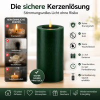 Deluxe Homeart LED Kerze mit Timerfunktion Dunkel Grün