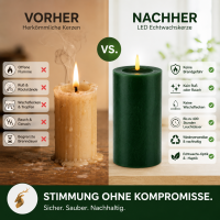 Deluxe Homeart LED Kerze mit Timerfunktion Dunkel Grün