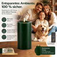 Deluxe Homeart LED Kerze mit Timerfunktion Dunkel Grün