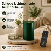 Deluxe Homeart LED Kerze mit Timerfunktion Dunkel Grün