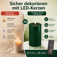 Deluxe Homeart LED Kerze mit Timerfunktion Dunkel Grün
