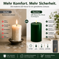 Deluxe Homeart LED Kerze mit Timerfunktion Dunkel Grün