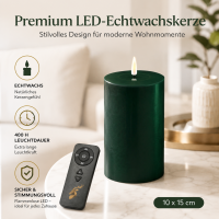 Deluxe Homeart LED Kerze mit Timerfunktion Dunkel Grün