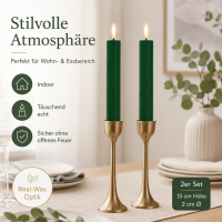 Deluxe Homeart LED Stabkerze mit Timerfunktion Dunkel Grün