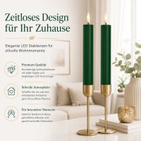 Deluxe Homeart LED Stabkerze mit Timerfunktion Dunkel Grün