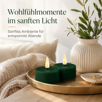 Deluxe Homeart Teelicht 2er Set mit Timerfunktion Dunkel Grün