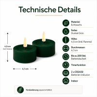Deluxe Homeart Teelicht 2er Set mit Timerfunktion Dunkel Grün