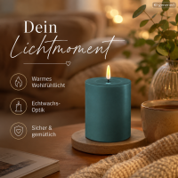 Deluxe Homeart LED Kerze mit Timerfunktion Jade Grün