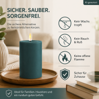 Deluxe Homeart LED Kerze mit Timerfunktion Jade Grün