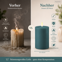 Deluxe Homeart LED Kerze mit Timerfunktion Jade Grün