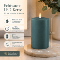 Deluxe Homeart LED Kerze mit Timerfunktion Jade Grün