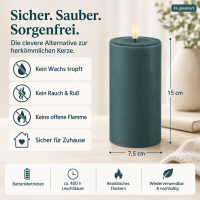 Deluxe Homeart LED Kerze mit Timerfunktion Jade Grün