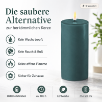 Deluxe Homeart LED Kerze mit Timerfunktion Jade Grün