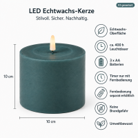 Deluxe Homeart LED Kerze mit Timerfunktion Jade Grün