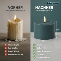 Deluxe Homeart LED Kerze mit Timerfunktion Jade Grün