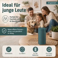 Deluxe Homeart LED Kerze mit Timerfunktion Jade Grün