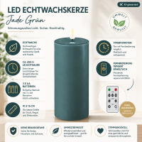 Deluxe Homeart LED Kerze mit Timerfunktion Jade Grün