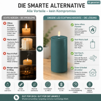Deluxe Homeart LED Kerze mit Timerfunktion Jade Grün