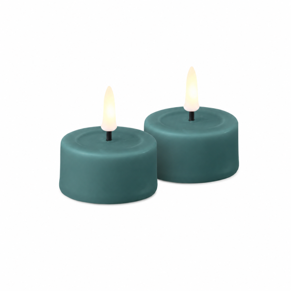 Deluxe Homeart Teelicht 2er Set mit Timerfunktion Jade Grün