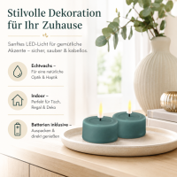 Deluxe Homeart Teelicht 2er Set mit Timerfunktion Jade Grün