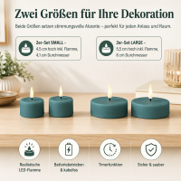Deluxe Homeart Teelicht 2er Set mit Timerfunktion Jade Grün