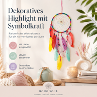 Traumfänger bunt mit Federn – ca. 43 cm, Boho-Wanddeko zum Aufhängen