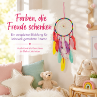 Traumfänger bunt mit Federn – ca. 43 cm, Boho-Wanddeko zum Aufhängen