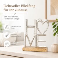 BOLTZE HOME Schriftzug mit Herz auf Mangoholzsockel – 18 x 5 x 24 cm