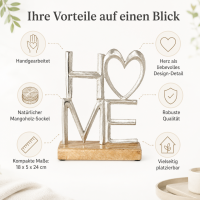 BOLTZE HOME Schriftzug mit Herz auf Mangoholzsockel – 18 x 5 x 24 cm