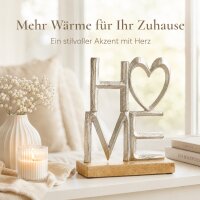 BOLTZE HOME Schriftzug mit Herz auf Mangoholzsockel – 18 x 5 x 24 cm