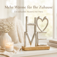 BOLTZE HOME Schriftzug mit Herz auf Mangoholzsockel – 18 x 5 x 24 cm