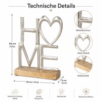 BOLTZE HOME Schriftzug mit Herz auf Mangoholzsockel – 18 x 5 x 24 cm