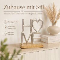 BOLTZE HOME Schriftzug mit Herz auf Mangoholzsockel – 18 x 5 x 24 cm