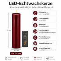Deluxe Homeart LED Kerze mit Timerfunktion Burgogne Dunkel Rot