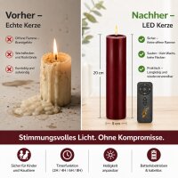 Deluxe Homeart LED Kerze mit Timerfunktion Burgogne Dunkel Rot