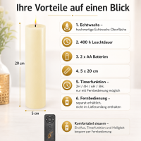 Deluxe Homeart LED Kerze mit Timerfunktion Creme