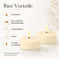 Deluxe Homeart LED Kerze mit Timerfunktion Creme Großes Teelicht